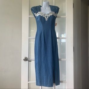 NWT dead stock vintage to be seen denim maxi dress  size 3/4